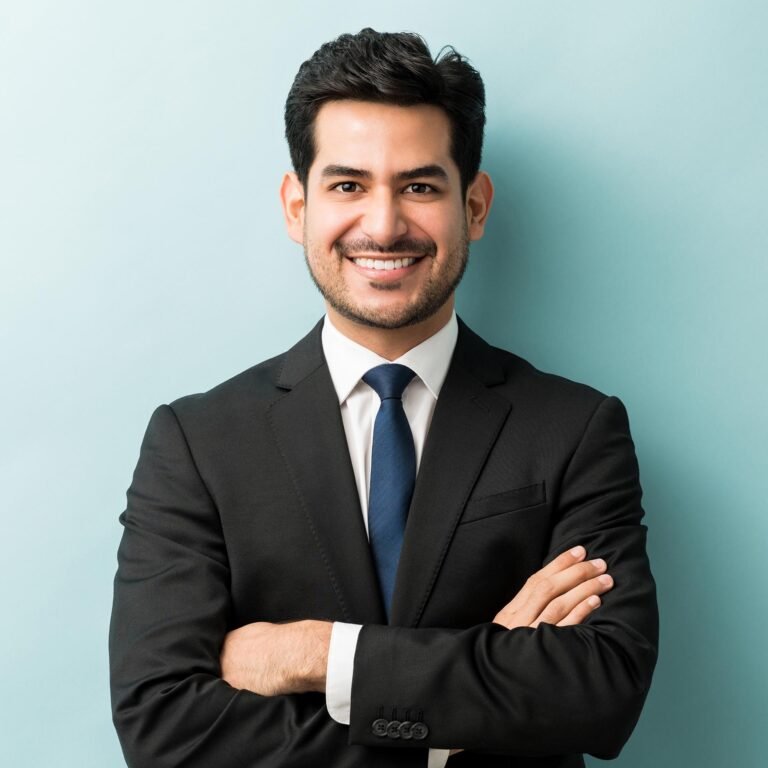 Handsome Hispanic Businessman In Black Suit